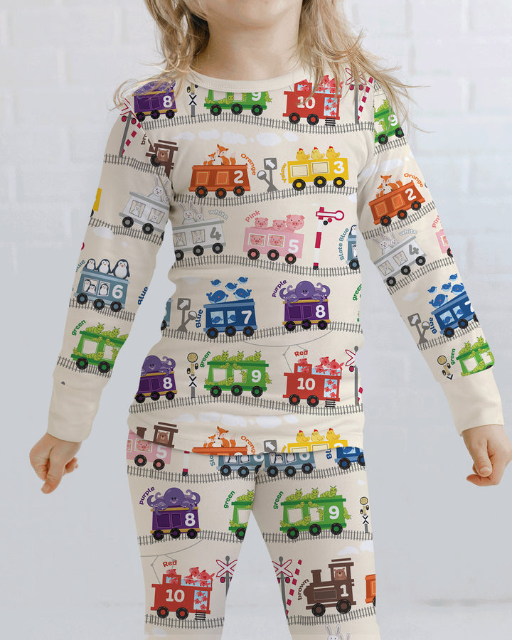 Color Train Bamboo Two Piece Long Sleeve Pajama Set