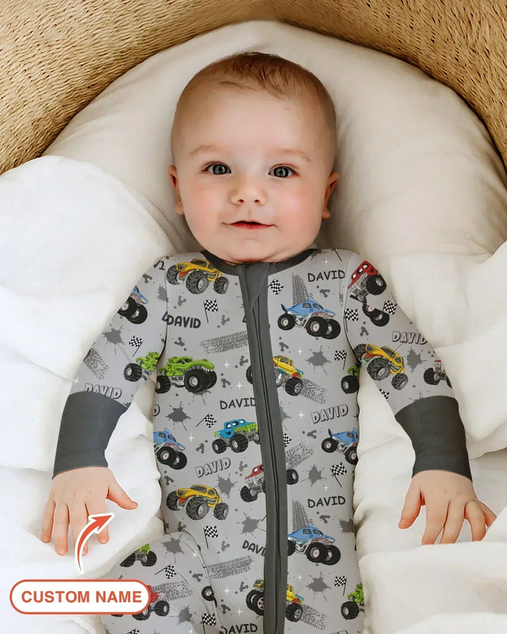 Monster Truck Dirt Jam Custom Name Daddy & Me Matching Convertible Zippy