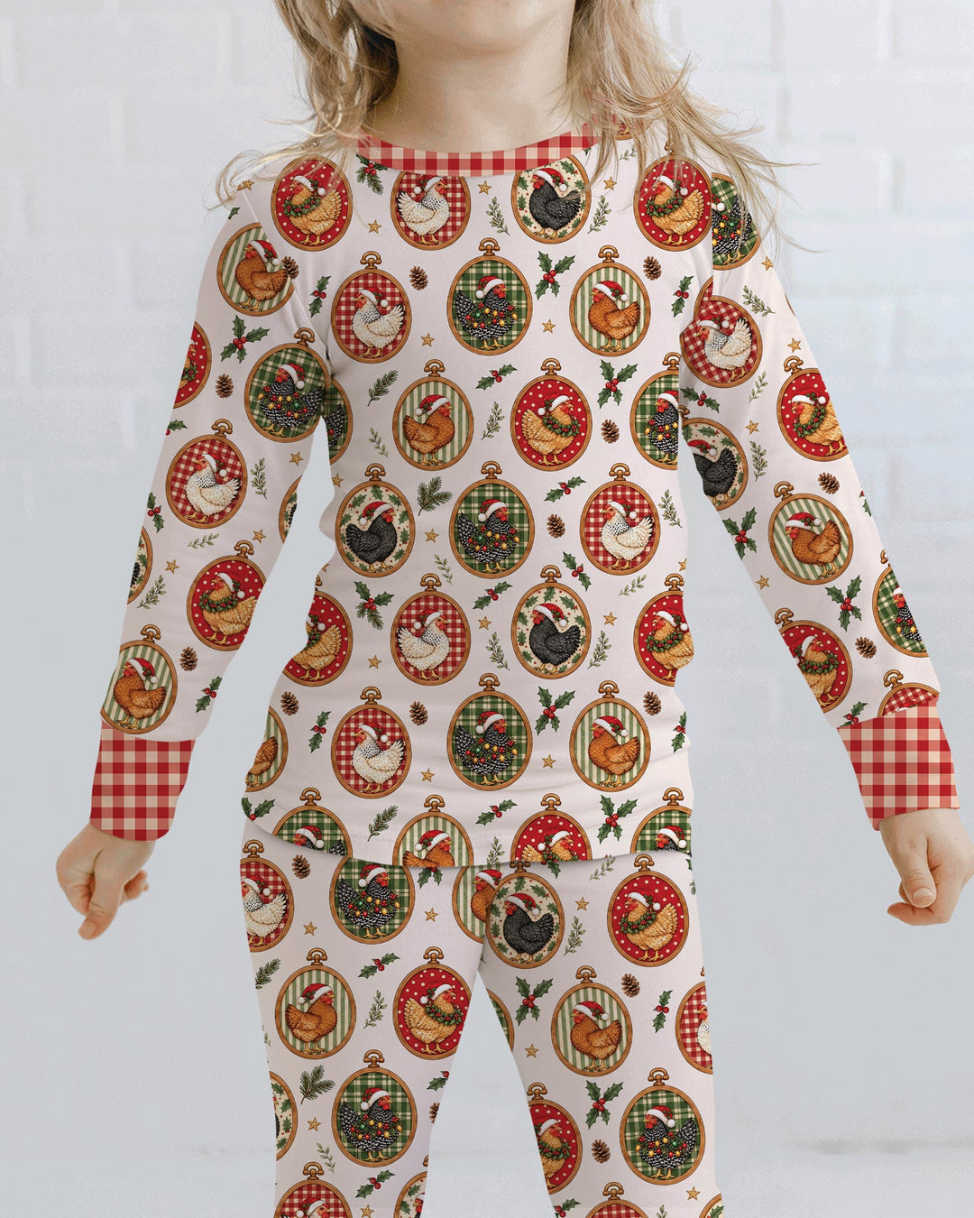Chicken Merry Clucking Christmas Bamboo Two Piece Long Sleeve Pajama Set