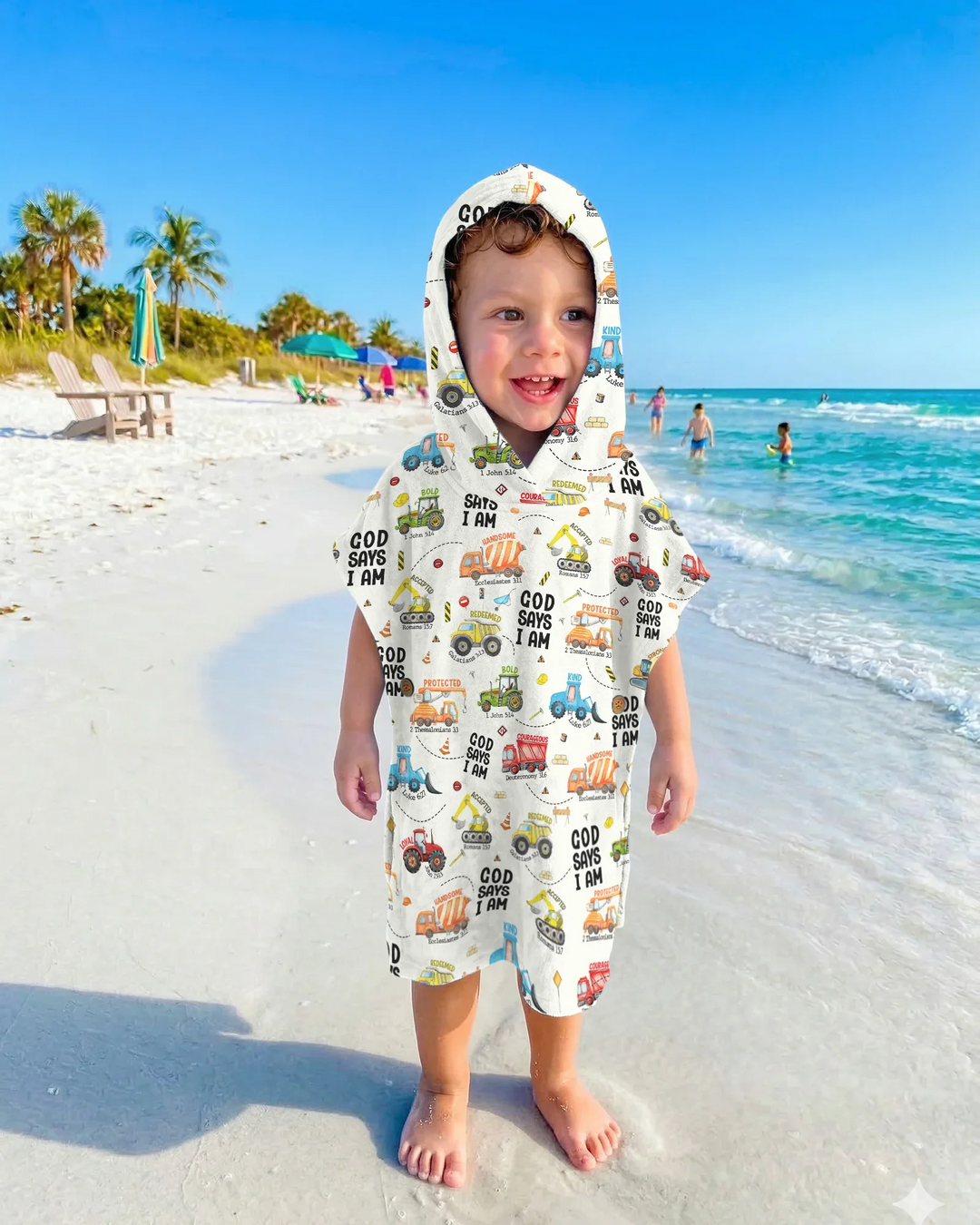 God Says I Am Boy Bamboo Swim Poncho