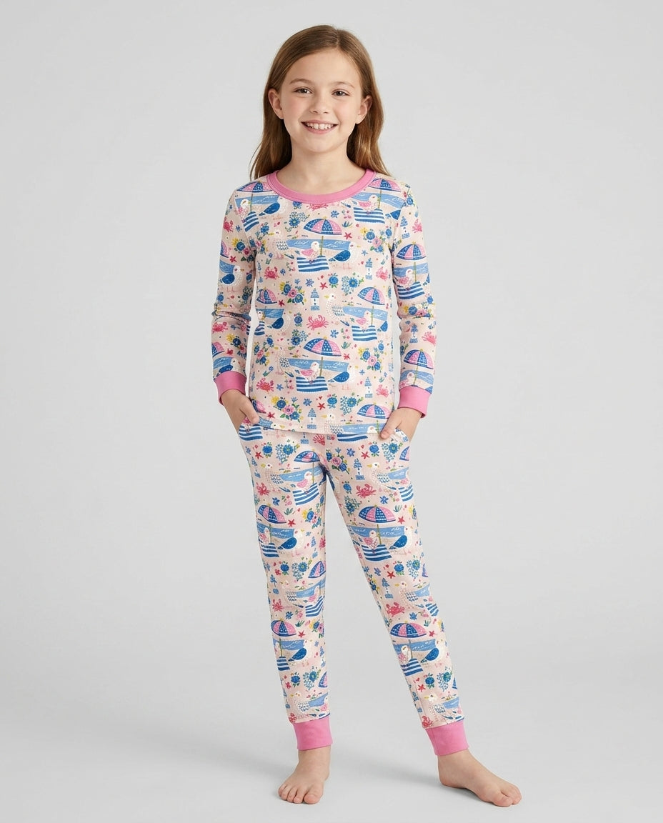 A Day At The Shore Bamboo Two Piece Long Sleeve Pajama Set