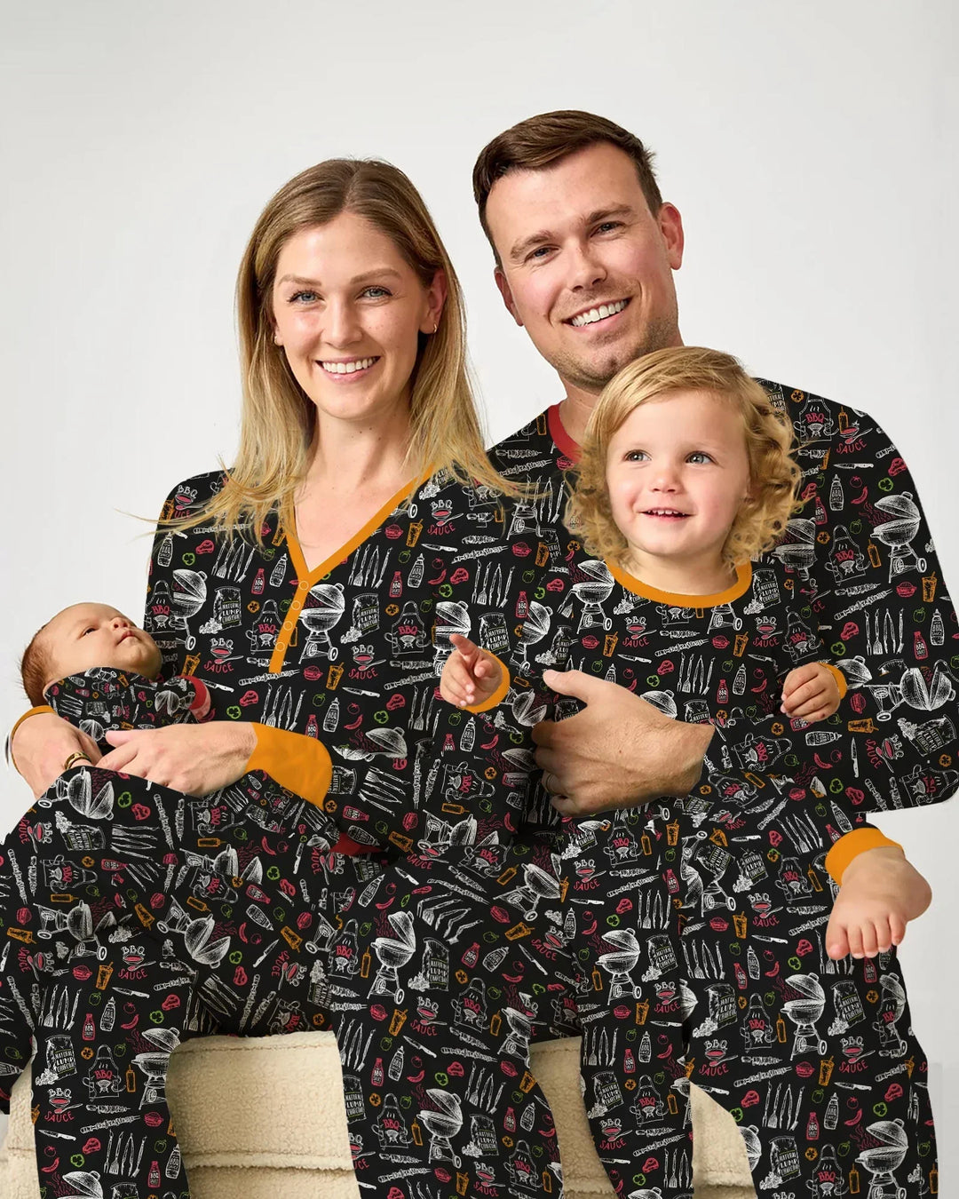 Backyard BBQ Party Family Matching Bamboo Two Piece Long Sleeve Pajama Set