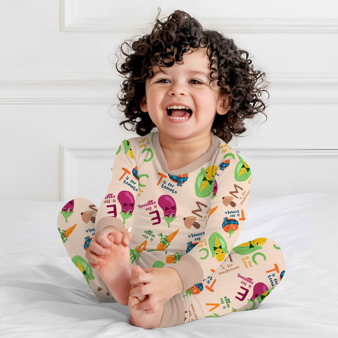 Veggie Letter Two Piece Long Sleeve Pajama Set