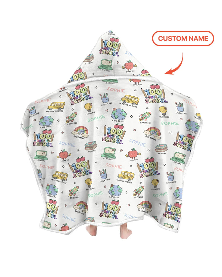 Custom Name Celebration Hundred Days Wearable Hooded Blanket