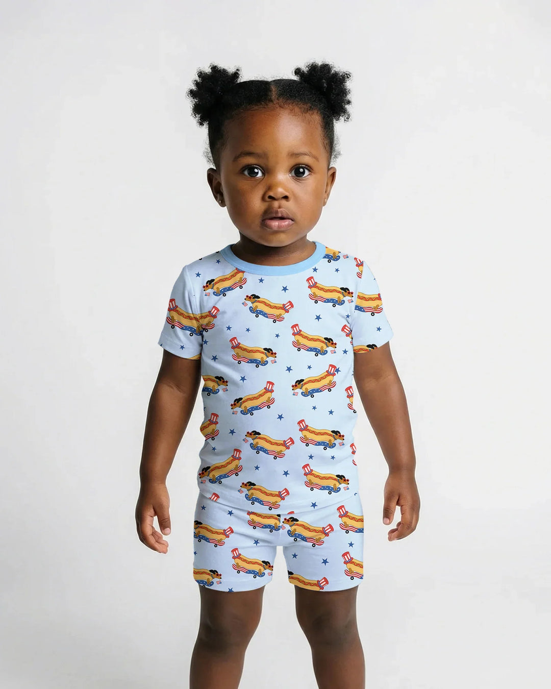 American Hot Dog Bamboo Two Piece Short Sleeve Shorts Pajama Set