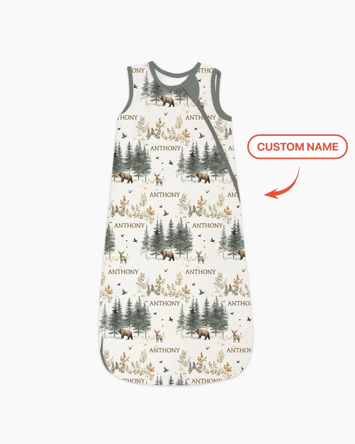 Custom Name Forest Bear Deer Bamboo Sleep Bag