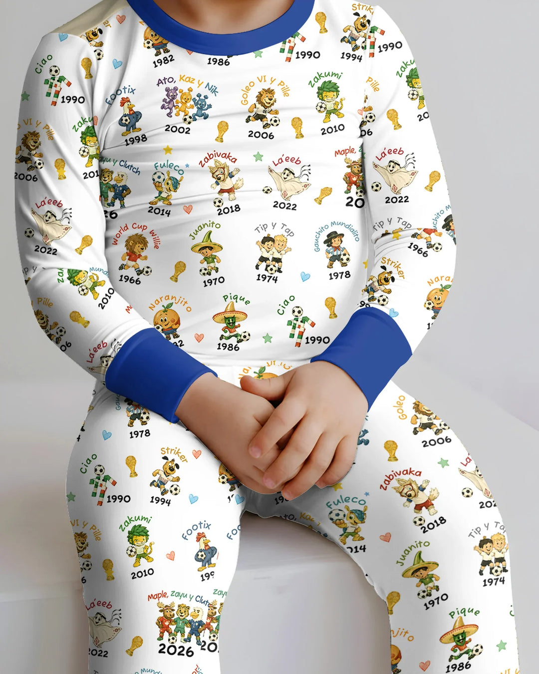 Soccer cup Mascots Bamboo Two Piece Long Sleeve Pajama Set