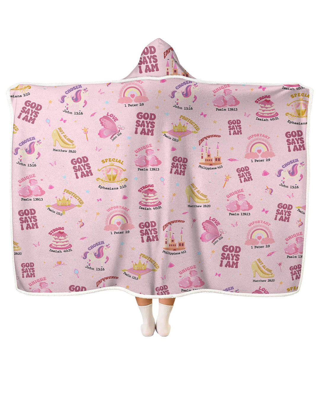 God Says I Am Girl Wearable Hooded Blanket