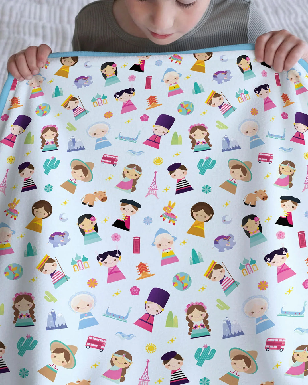 Tiny Friends Around the World Bamboo Blanket