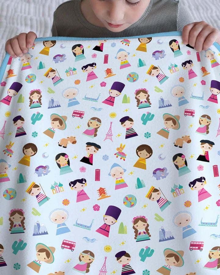 Tiny Friends Around the World Bamboo Blanket