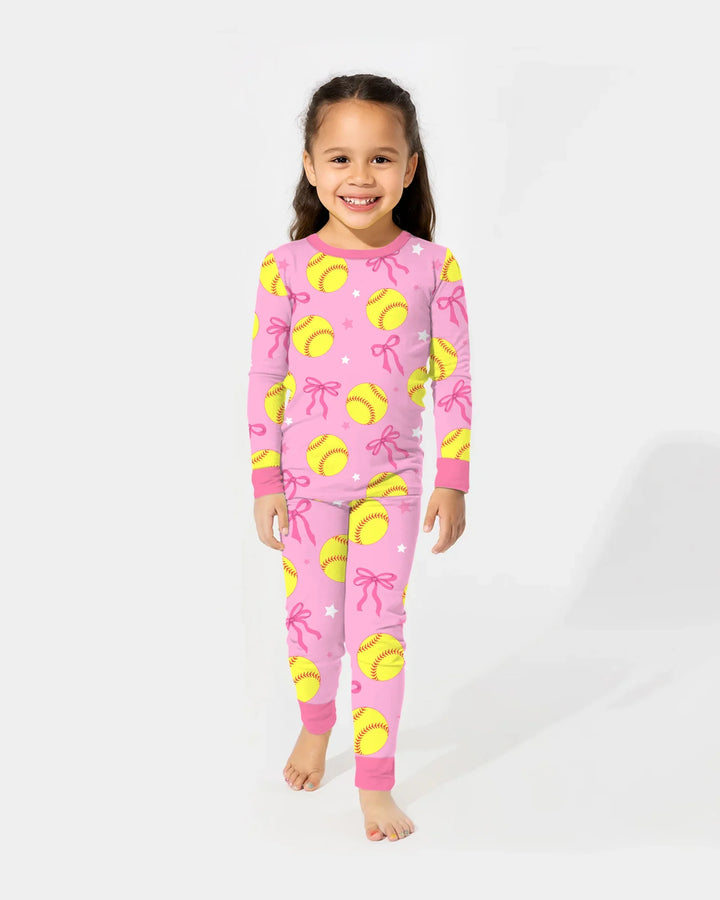 Softball Lovers Two Piece Long Sleeve Pajama Set