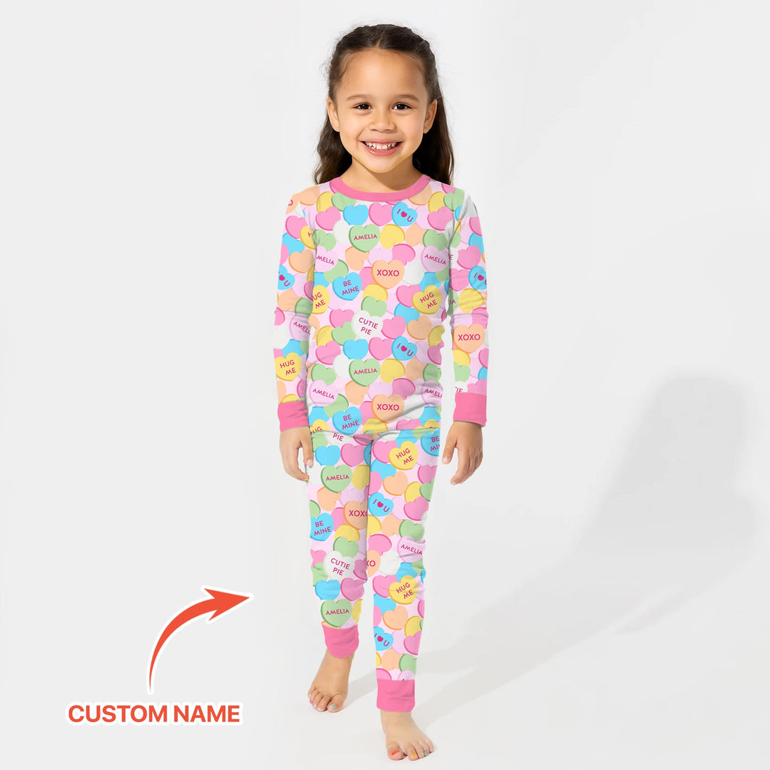 Valentine Candy Crush Family Matching Two Piece Long Sleeve Pajama Set