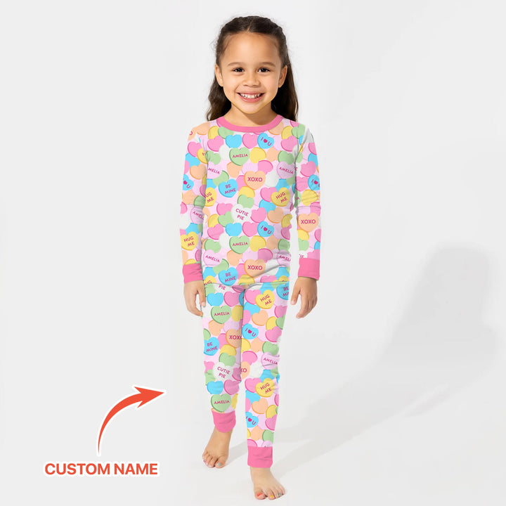 Valentine Candy Crush Family Matching Two Piece Long Sleeve Pajama Set