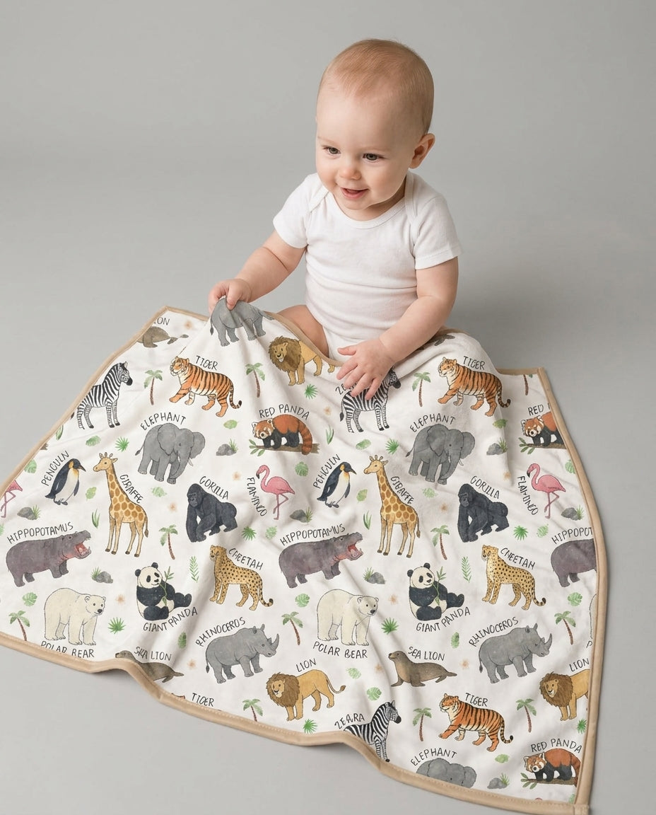 Safari Animals Bamboo Blanket