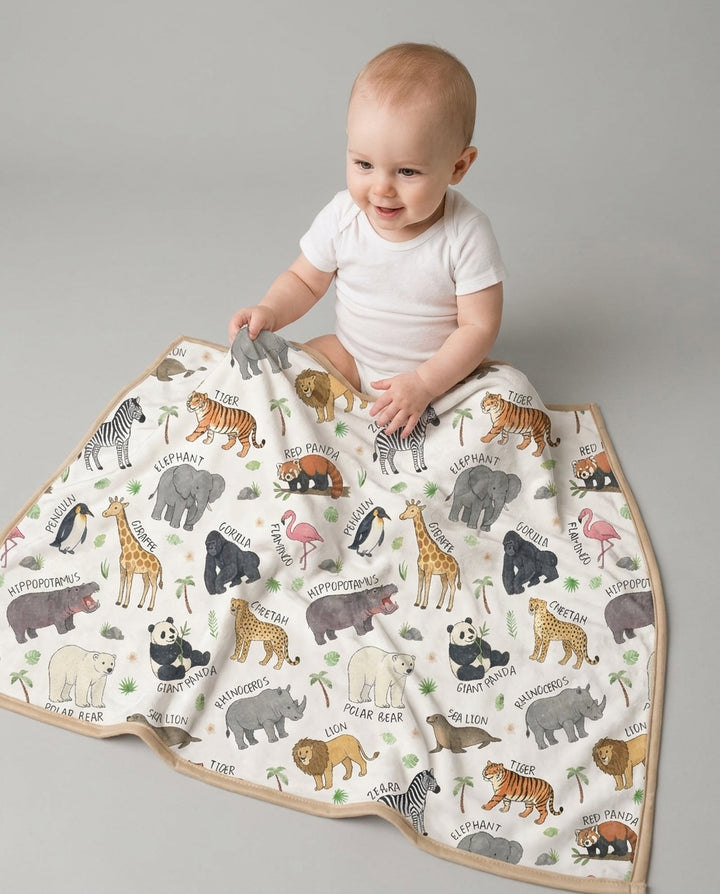 Safari Animals Bamboo Blanket