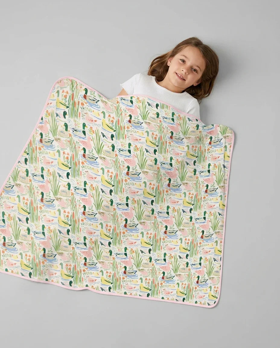 Whimsical Mallard Duck Bamboo Blanket