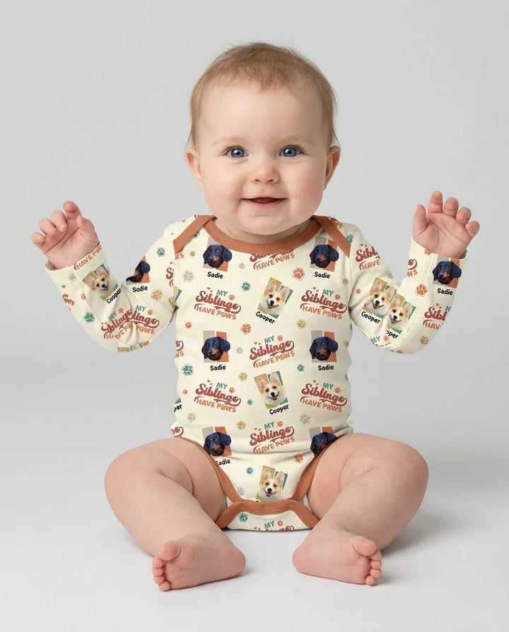 Custom Dog Photos "My Siblings Have Paws" Bamboo Bodysuit