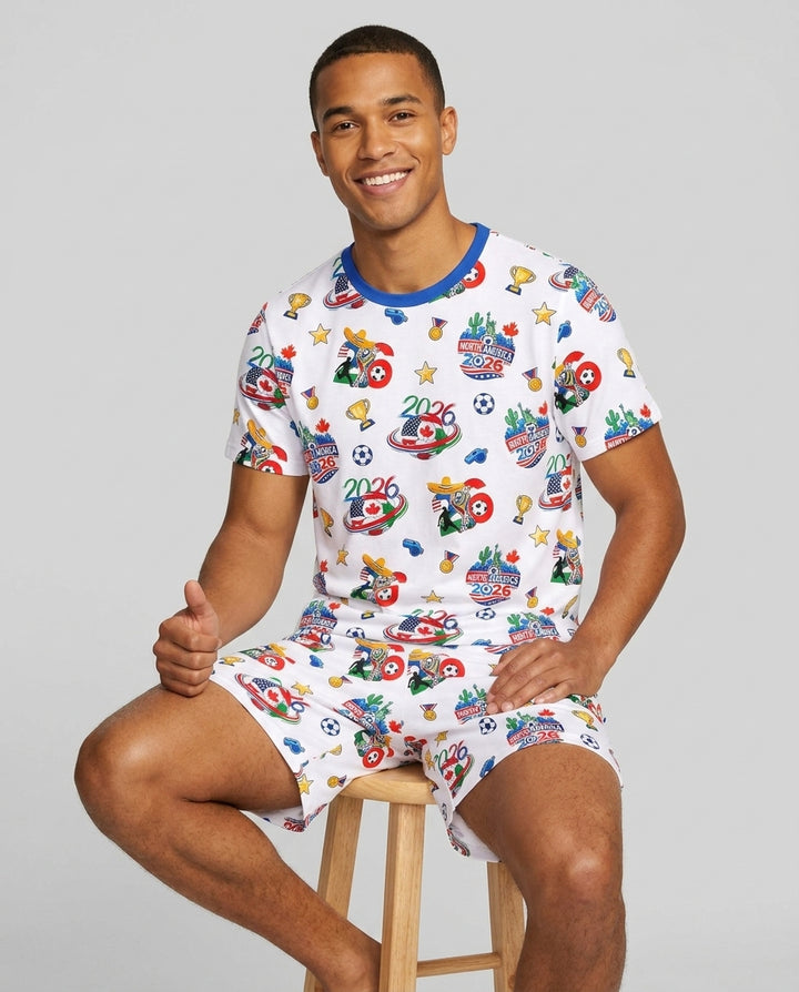 World Soccer North America 2026 Family Matching Bamboo Men Short Sleeve Short Pajama Set