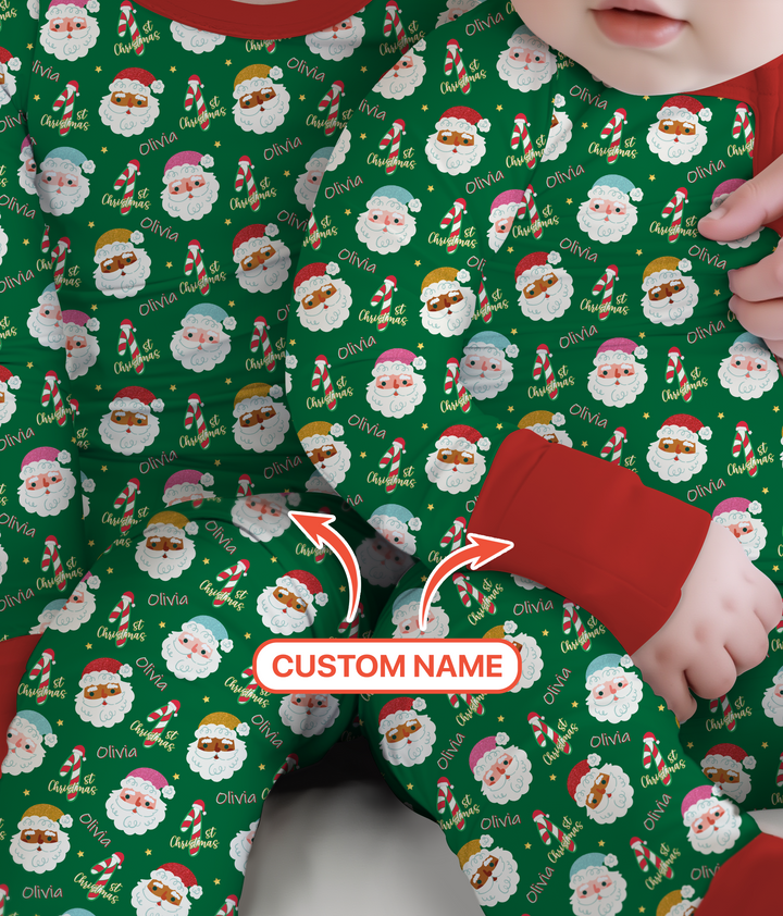Personalized 1st Christmas Two Piece Long Sleeve Pajama Set