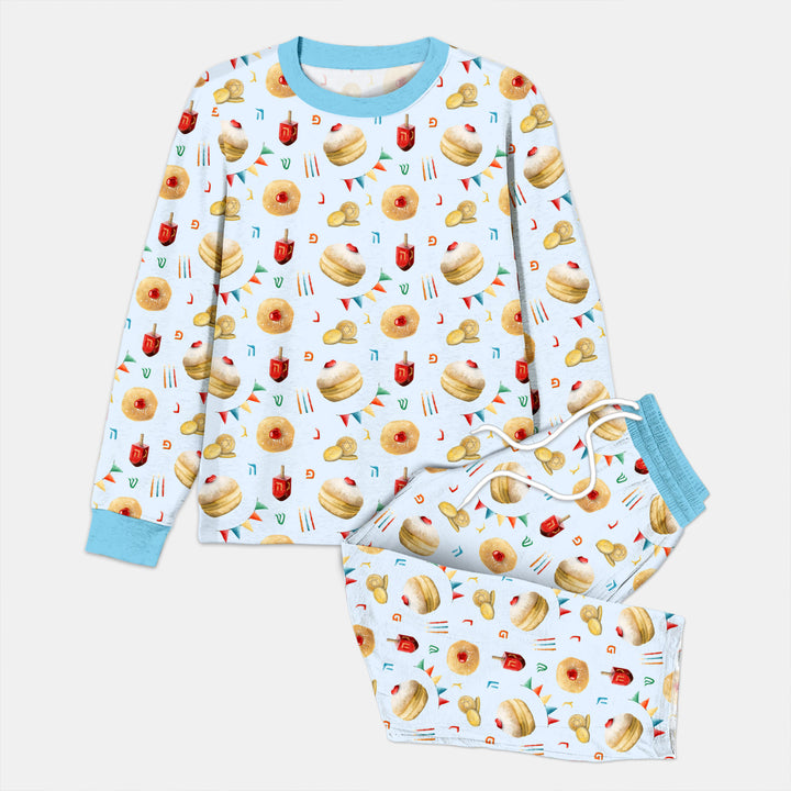 Hanukkah Donuts Men's Pajama Set , Hanukkah Donuts Men's Pajama Set - Combo Shirt & Pants / XS / Blue