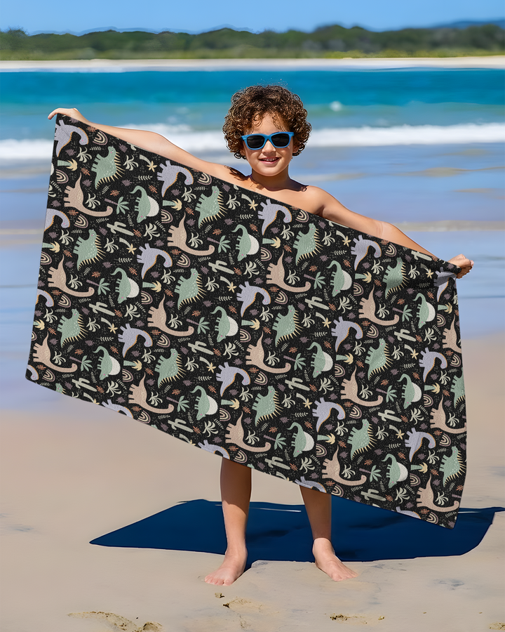 Navy Jurassic Jungle Bamboo Beach Towel