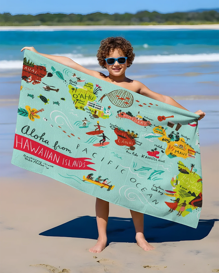 Taste & Travel Story Map Bamboo Beach Towel
