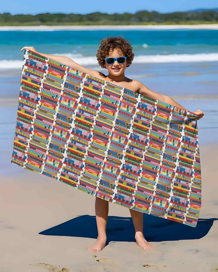Rainbow Bookshelf Bamboo Beach Towel