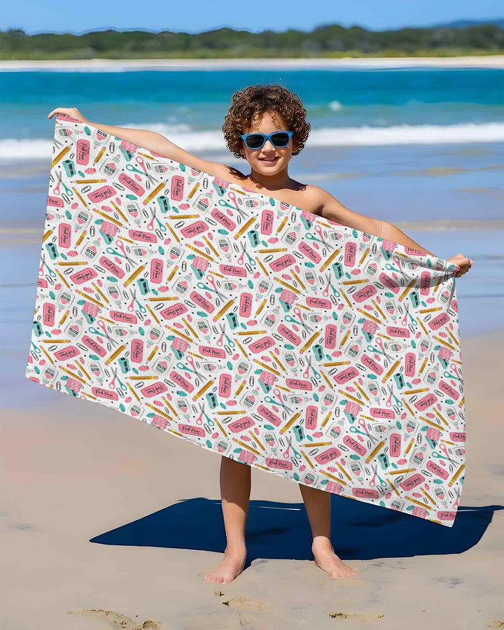 Pink Power School Supplies Bamboo Beach Towel
