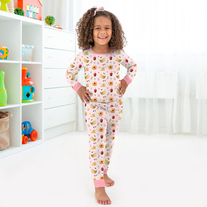 Hanukkah Donuts Two Piece Long Sleeve Pajama Set , Hanukkah Donuts Two Piece Long Sleeve Pajama Set - 12-18M / Blue