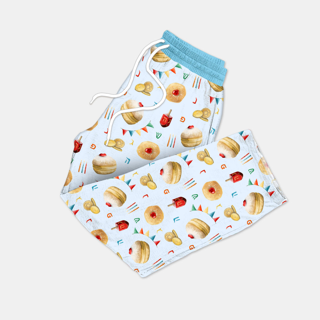 Hanukkah Donuts Men's Pajama Set , Hanukkah Donuts Men's Pajama Set - Only Pants / XS / Blue