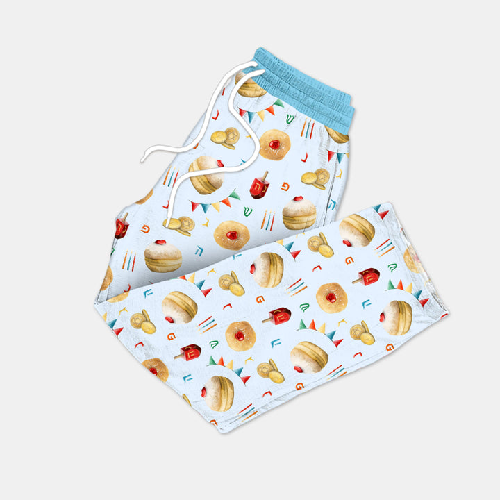 Hanukkah Donuts Men's Pajama Set , Hanukkah Donuts Men's Pajama Set - Only Pants / XS / Blue