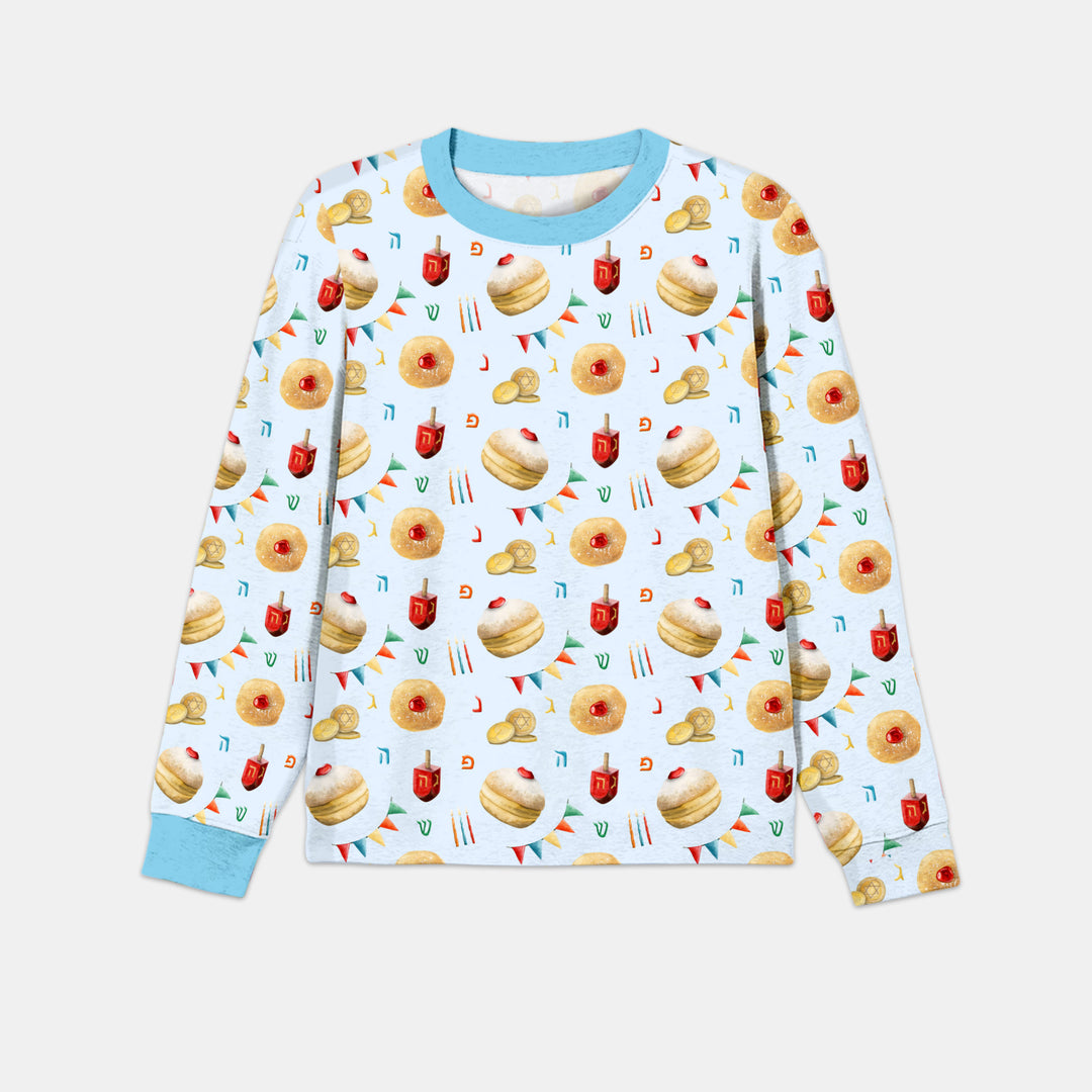 Hanukkah Donuts Men's Pajama Set , Hanukkah Donuts Men's Pajama Set - Only Shirt / XS / Blue