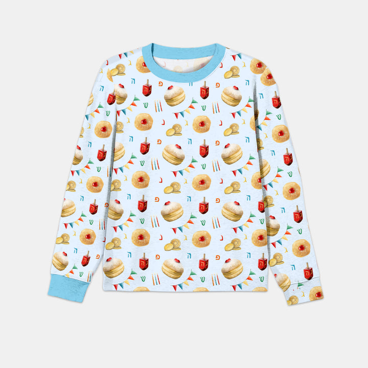 Hanukkah Donuts Men's Pajama Set , Hanukkah Donuts Men's Pajama Set - Only Shirt / XS / Blue