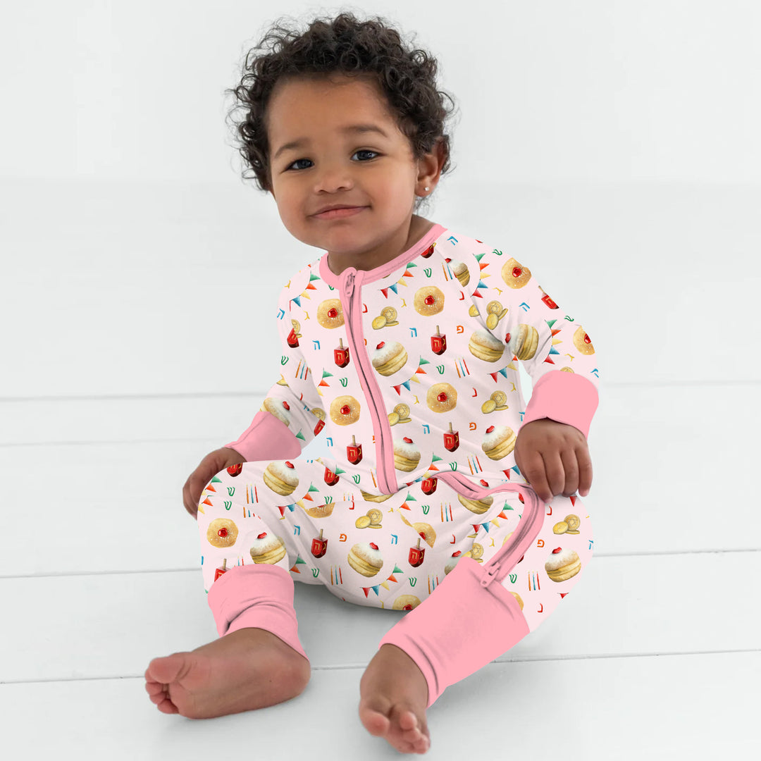 Hanukkah Donuts Convertible Zippy , Hanukkah Donuts Convertible Zippy - 0-3M / Blue