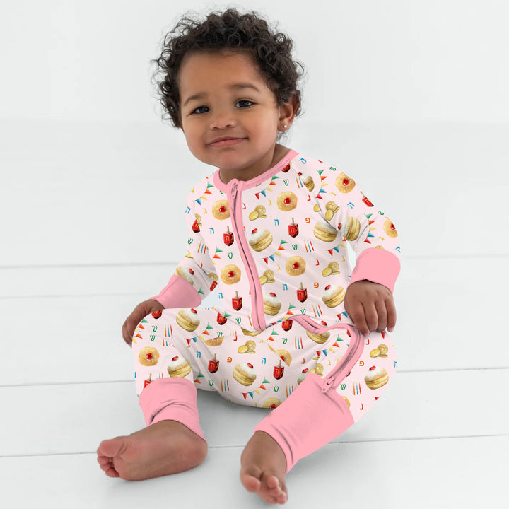 Hanukkah Donuts Convertible Zippy , Hanukkah Donuts Convertible Zippy - 0-3M / Blue