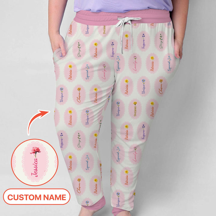 God Says I Am Birthmonth Flowers Custom Name Women Pajama Set