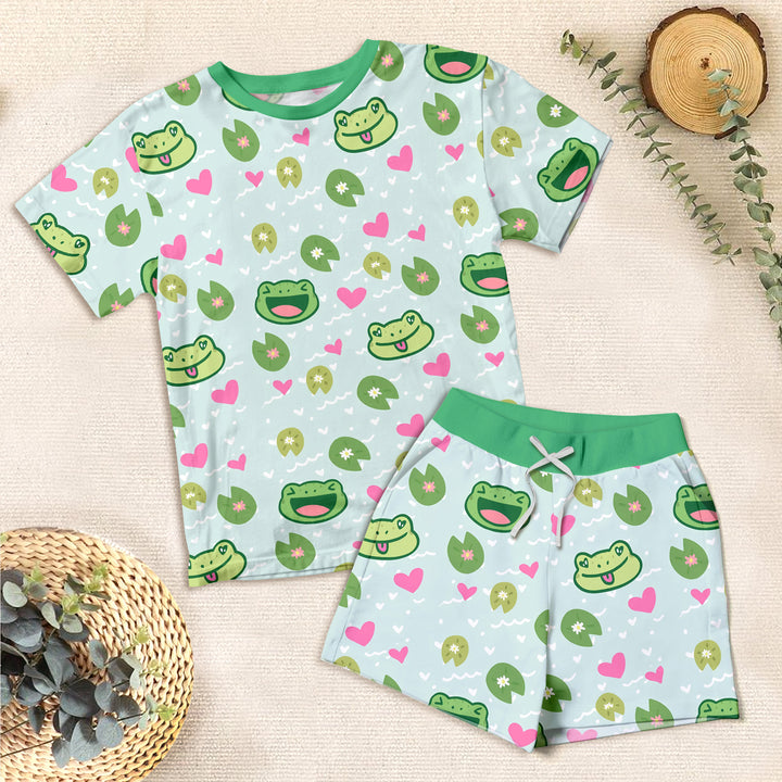 Frog Print Bamboo Outfit for Kids – Fun and Energetic