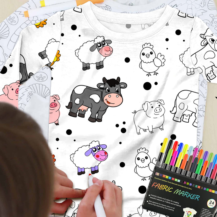 Customizable Farm Theme Bamboo Colorable Pajamas