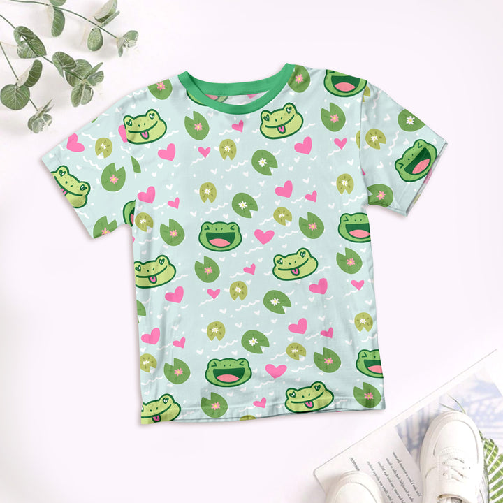 Frog Print Bamboo Outfit for Kids – Fun and Energetic