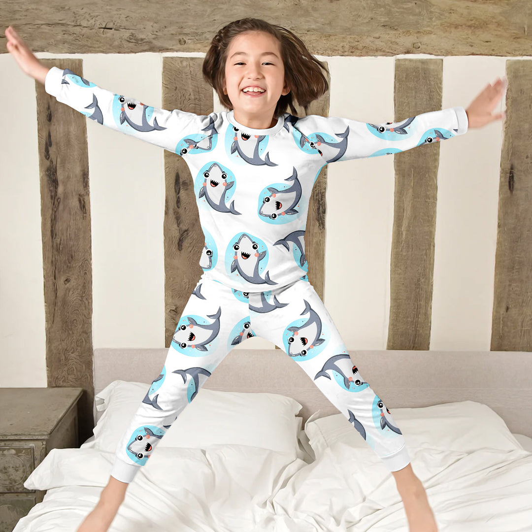 White Dolphin Bamboo Outfit for Kids – Playful and Breezy