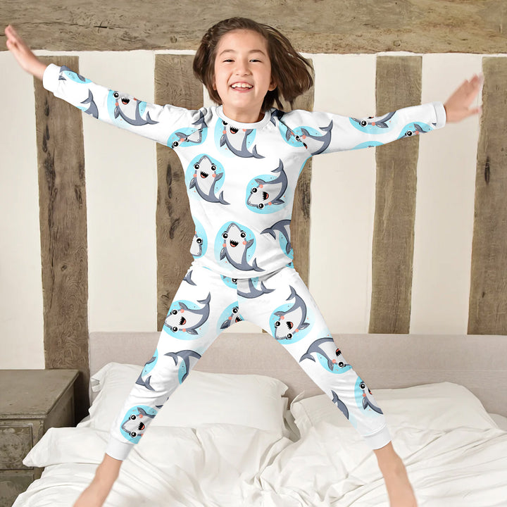 White Dolphin Bamboo Outfit for Kids – Playful and Breezy