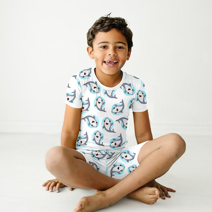 White Dolphin Bamboo Outfit for Kids – Playful and Breezy