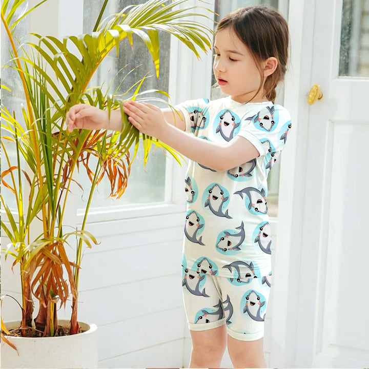 White Dolphin Bamboo Outfit for Kids – Playful and Breezy