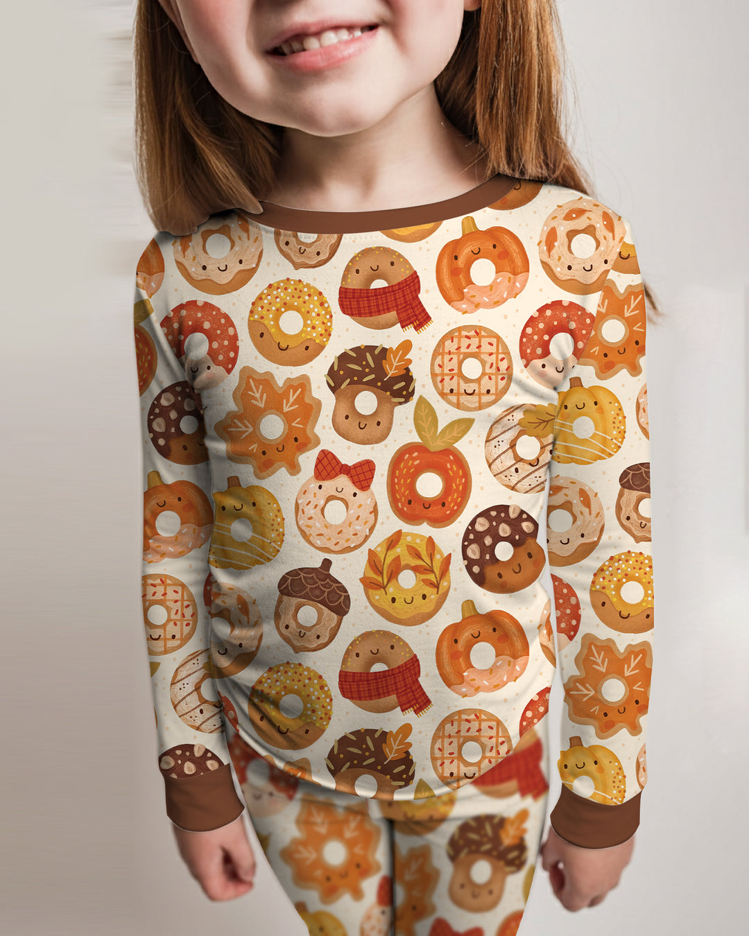 Cute Autumn Donut Bamboo Two Piece Long Sleeve Pajama Set