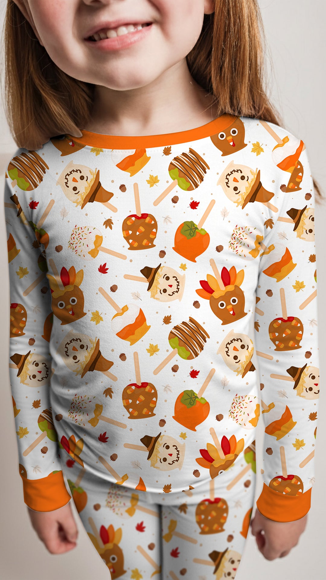 Fall Caramel Apple Family Matching Bamboo Two Piece Long Sleeve Pajama Set