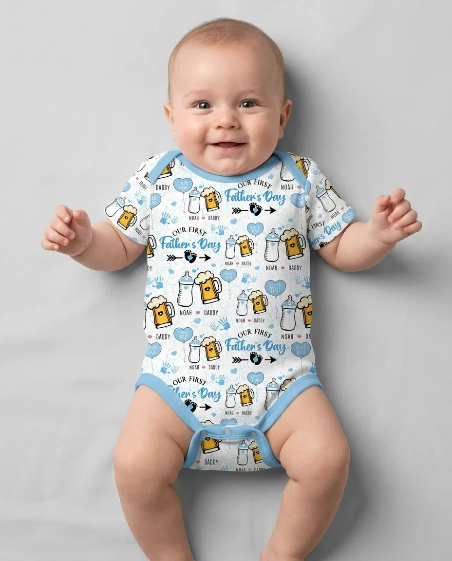 Custom Name First Father's Day Drink Bamboo Bodysuit