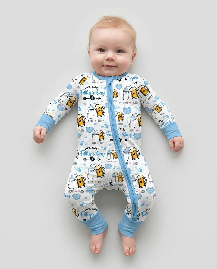 Custom Name First Father's Day Drink Bamboo Convertible Zippy