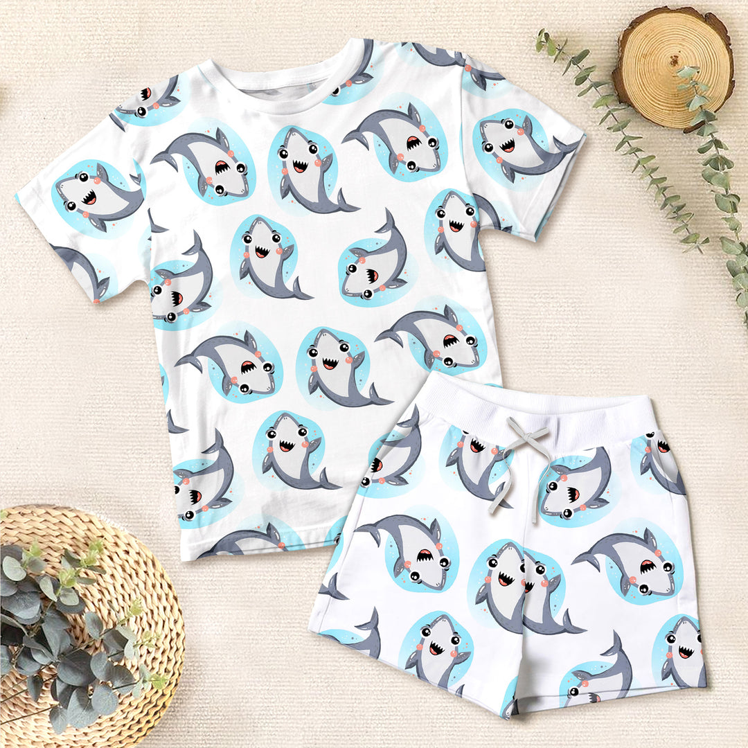 White Dolphin Bamboo Outfit for Kids – Playful and Breezy