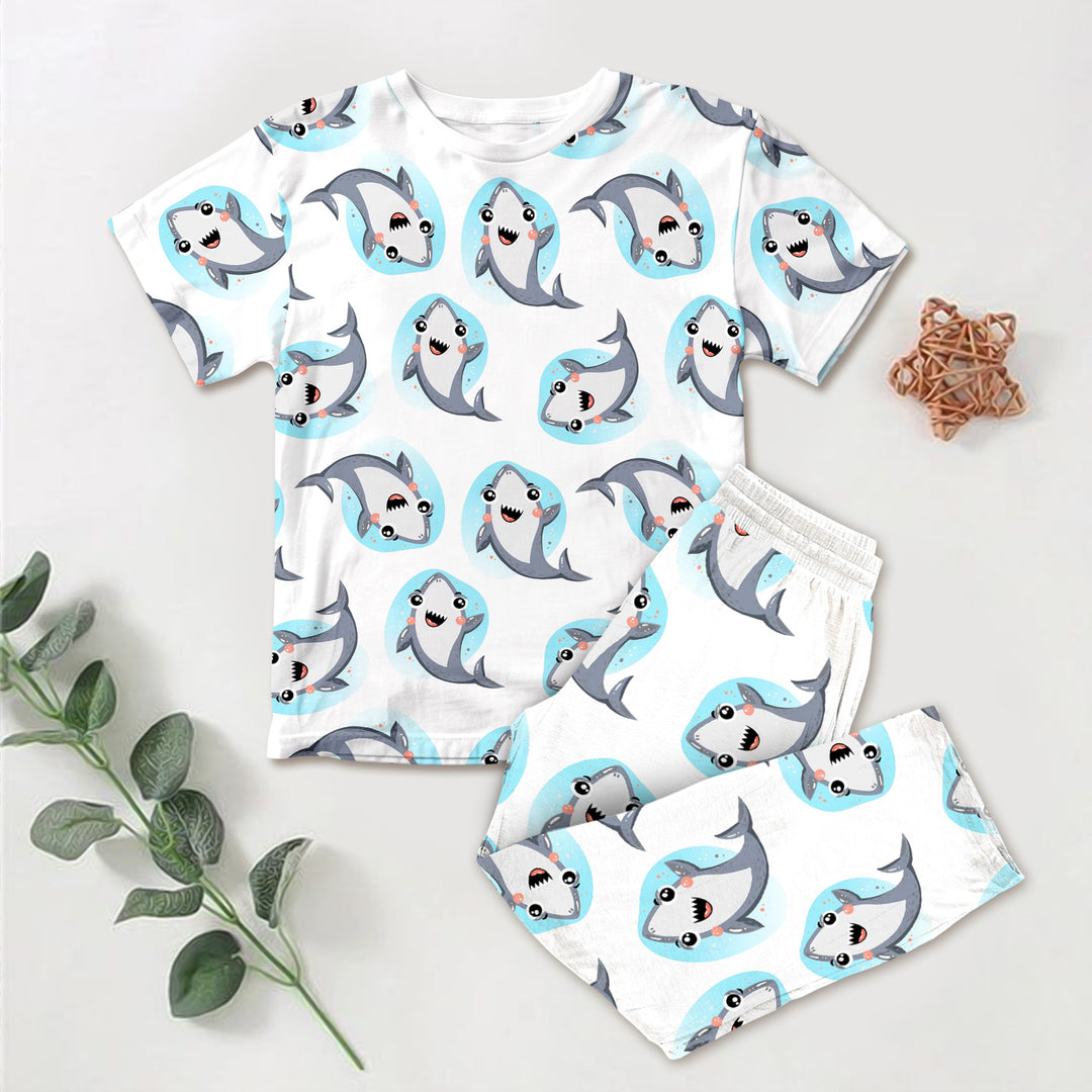 White Dolphin Bamboo Outfit for Kids – Playful and Breezy