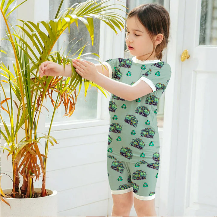Green Truck Bamboo Outfit for Kids – Rugged and Fun